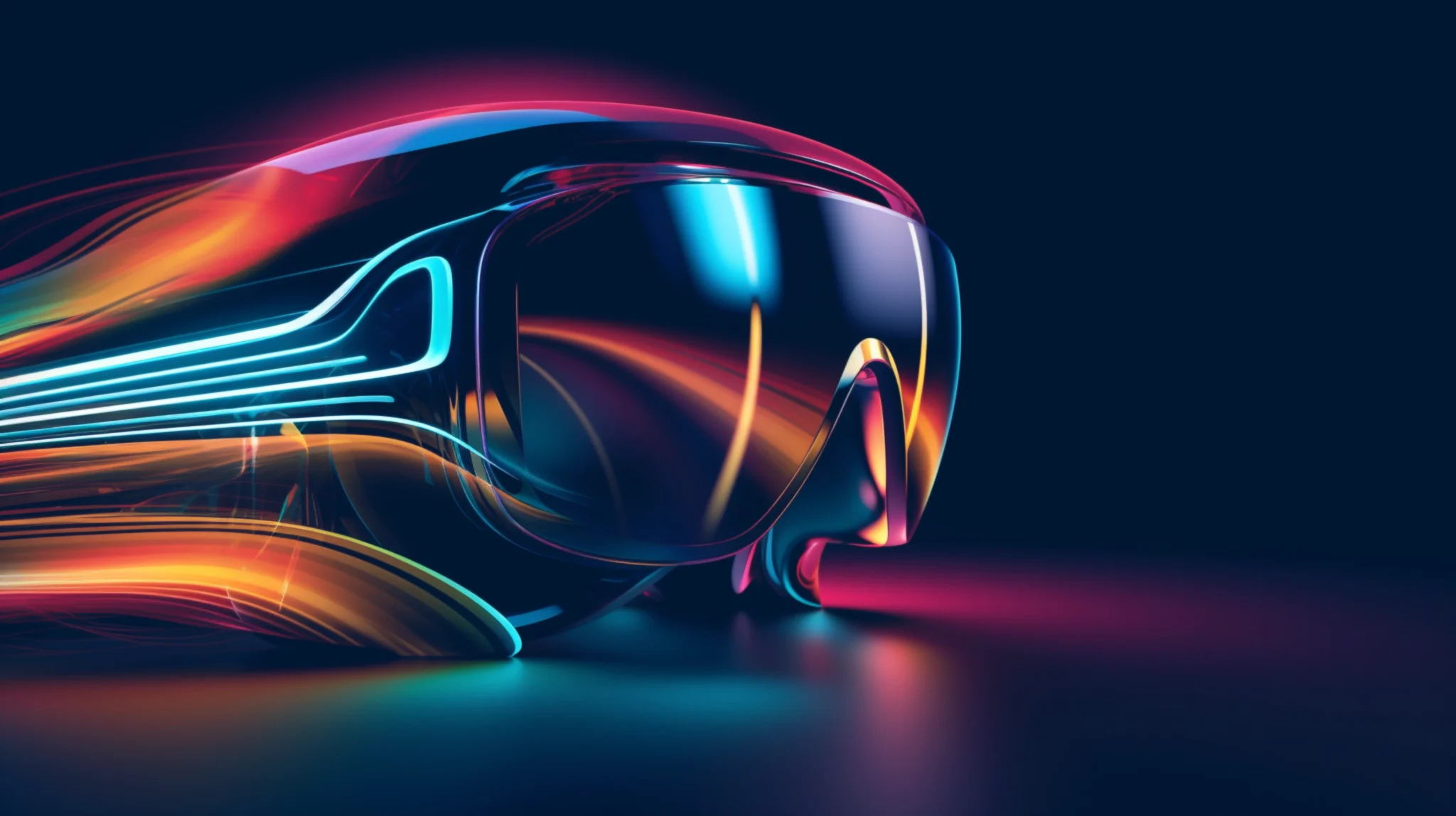 Futuristische Datenbrille mit Neonlicht als Sinnbild für den Wandel von der Google-Suche zur KI-Antwort